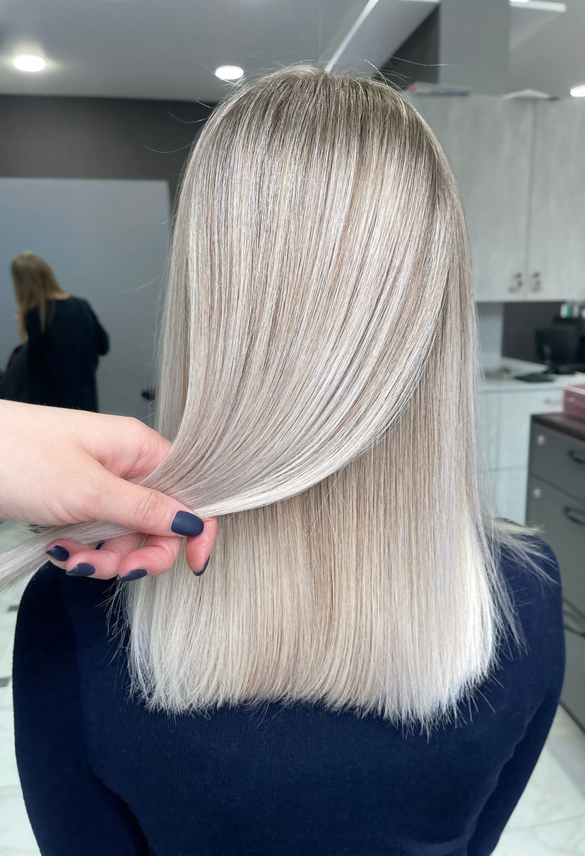Blond hair dyeing in air touch or shatush technique. Look from behind